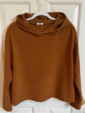 Dylan ribbed waffle hoodie. EUC Size M. Chestnut color. P2P is 22 & length 21
